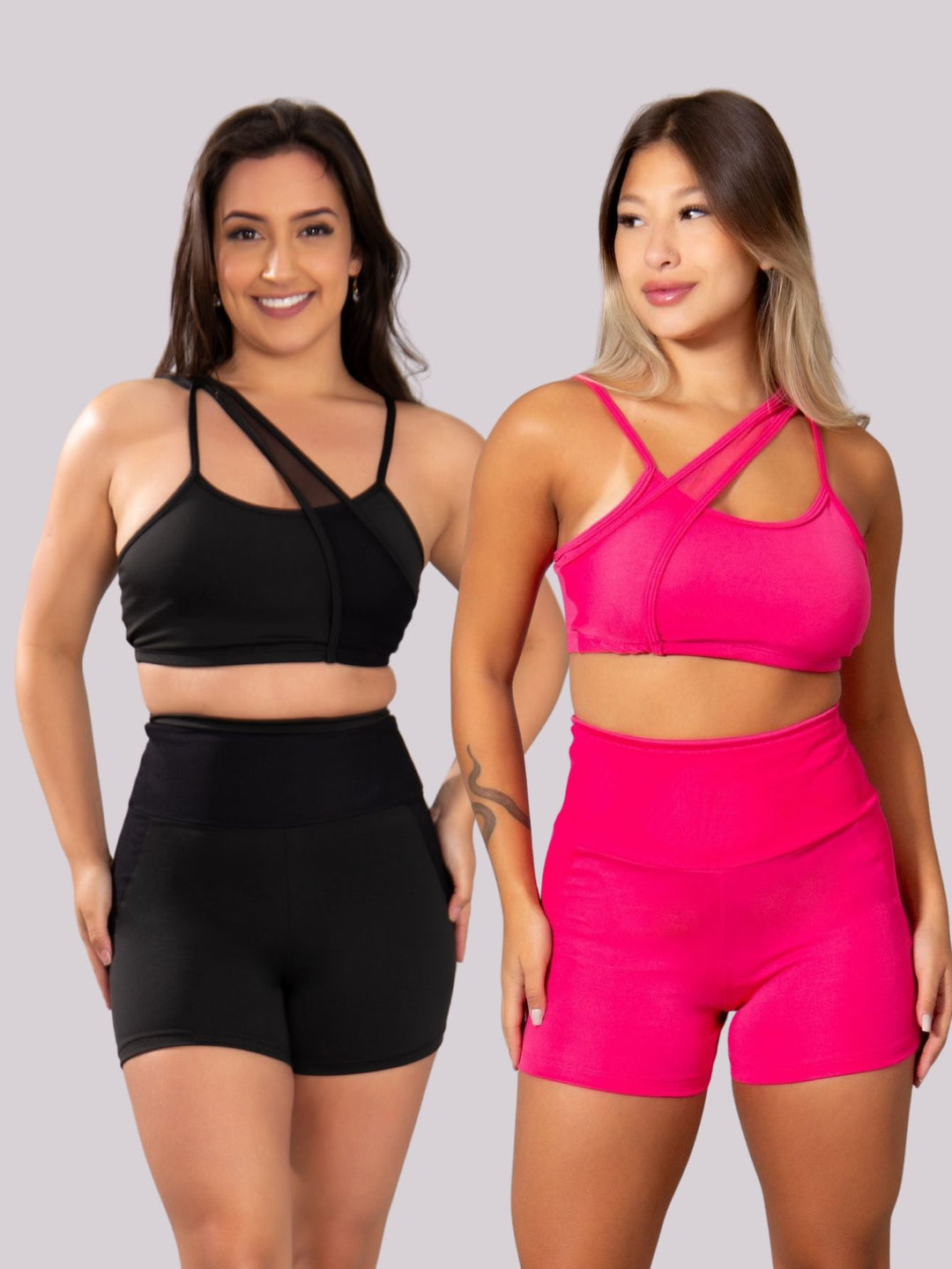 Kit 2 Conjuntos Fitness com Tule | Bermuda + Top — Chega de Repetir Look! Treine Estilosa com 2 Conjuntos Incríveis